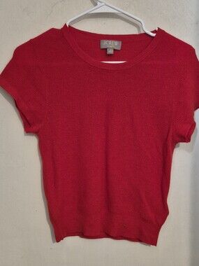 J.Crew Cashmere  Red Short-Sleeve Crewneck Sweater Sz.M
